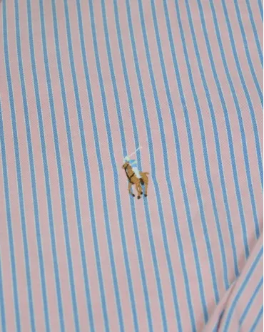 CAMISA RALPH LAUREN HOMBRE ROSA CLARO RAYAS AZULES