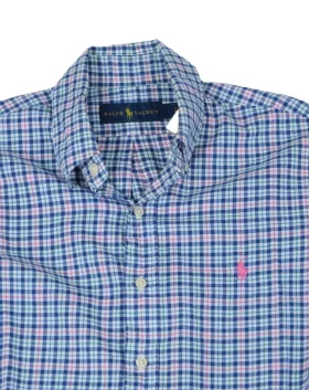 CAMISA RALPH LAUREN HOMBRE AZUL Y ROSA