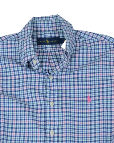 CAMISA RALPH LAUREN HOMBRE AZUL Y ROSA