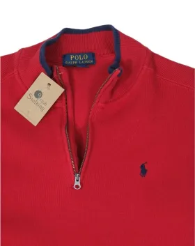 JERSEY CUELLO ALTO CON CREMALLERA POLO RALPH LAUREN HOMBRE ROJO