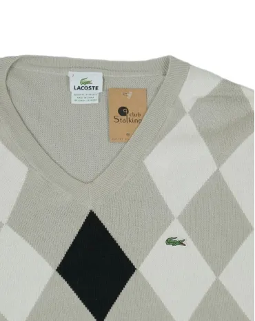 JERSEY PICO LACOSTE HOMBRE BEIGE Y NEGRO