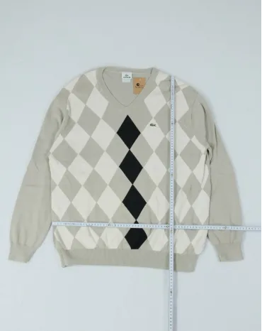 JERSEY PICO LACOSTE HOMBRE BEIGE Y NEGRO
