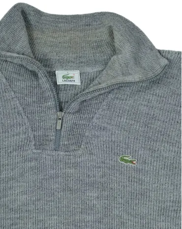 JERSEY CUELLO ALTO CON CREMALLERA LACOSTE HOMBRE GRIS