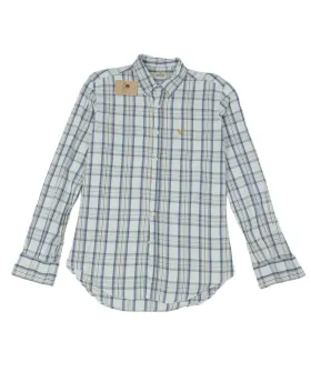 CAMISA AVIREX HOMBRE BLANCA CUADROS AZUL Y BEIGE