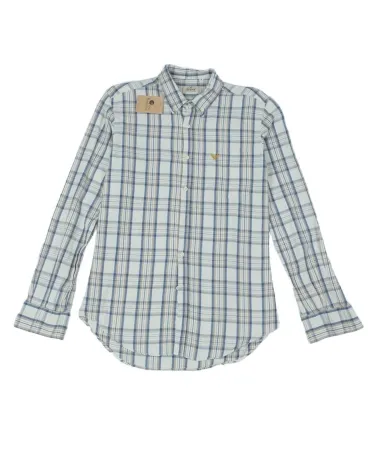 CAMISA AVIREX HOMBRE BLANCA CUADROS AZUL Y BEIGE