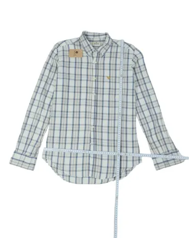 CAMISA AVIREX HOMBRE BLANCA CUADROS AZUL Y BEIGE