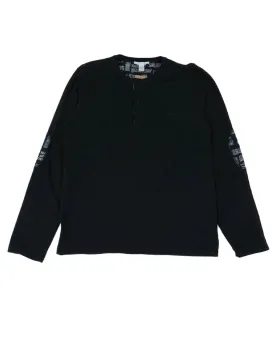 CAMISETA HENLEY HOMBRE NEGRO