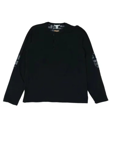CAMISETA HENLEY HOMBRE NEGRO