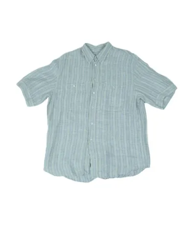CAMISA CACHAREL DE MANGA CORTA PARA HOMBRE GRIS CLARO CON RAYAS BEIGE