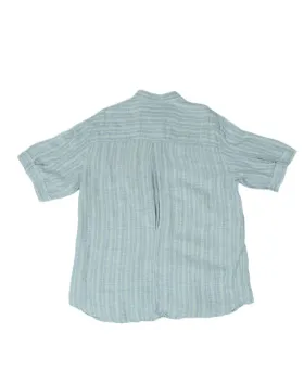 CAMISA CACHAREL DE MANGA CORTA PARA HOMBRE GRIS CLARO CON RAYAS BEIGE