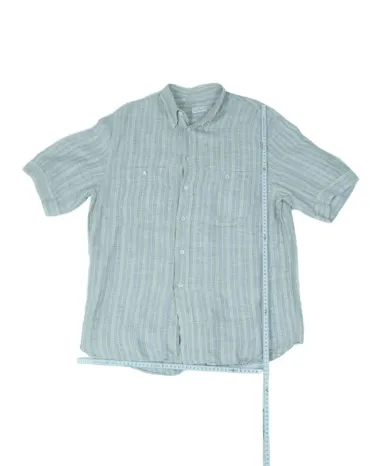CAMISA CACHAREL DE MANGA CORTA PARA HOMBRE GRIS CLARO CON RAYAS BEIGE