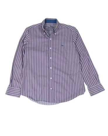 CAMISA HARMONT & BLAINE HOMBRE MALVA RAYAS BLANCAS