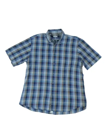 CAMISA CACHAREL MANGA CORTA HOMBRE AZUL Y BEIGE