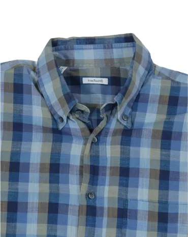 CAMISA CACHAREL MANGA CORTA HOMBRE AZUL Y BEIGE