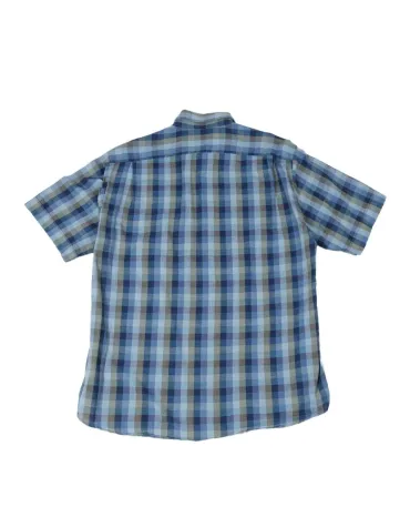CAMISA CACHAREL MANGA CORTA HOMBRE AZUL Y BEIGE