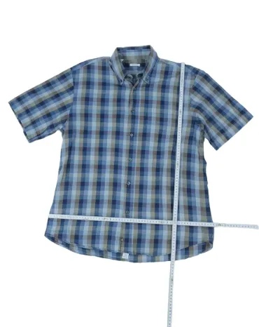 CAMISA CACHAREL MANGA CORTA HOMBRE AZUL Y BEIGE