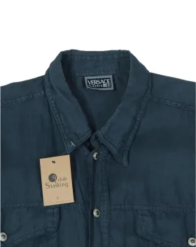 CAMISA VERSACE MANGA CORTA HOMBRE AZUL MARINO