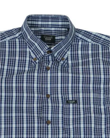 CAMISA CAVALLI CUADROS HOMBRE AZUL MARINO