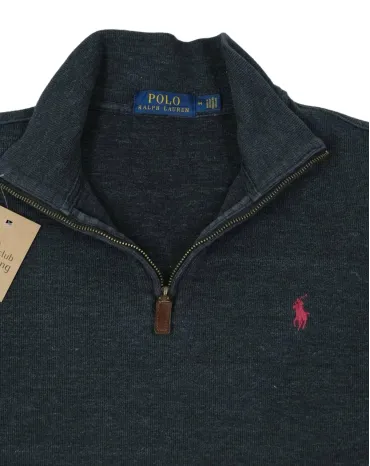 SUDADERA CUELLO CREMALLERA POLO RALPH LAUREN HOMBRE GRIS OSCURO