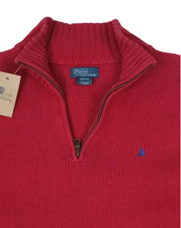 JERSEY CUELLO ALTO CON CREMALLERA POLO RALPH LAUREN HOMBRE ROJO