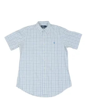 CAMISA POLO RALPH LAUREN HOMBRE BLANCO CON CUADROS AZULES