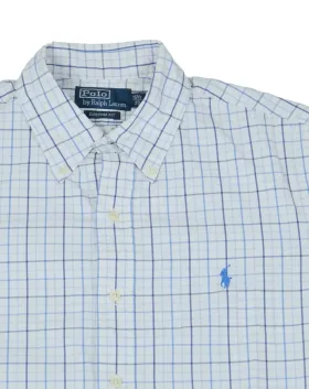 CAMISA POLO RALPH LAUREN HOMBRE BLANCO CON CUADROS AZULES