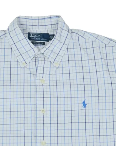 CAMISA POLO RALPH LAUREN HOMBRE BLANCO CON CUADROS AZULES