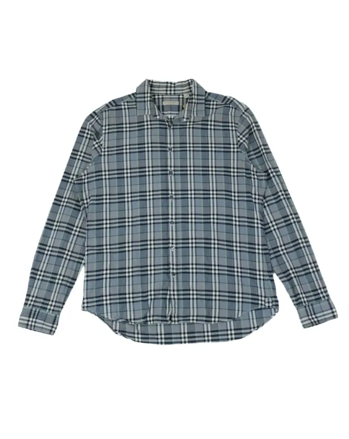 CAMISA BURBERRY CUADROS UNISEX GRIS AZULADO