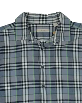 CAMISA BURBERRY CUADROS UNISEX GRIS AZULADO