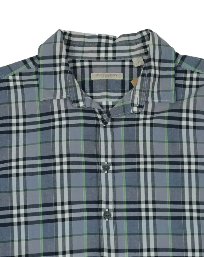 CAMISA BURBERRY CUADROS UNISEX GRIS AZULADO