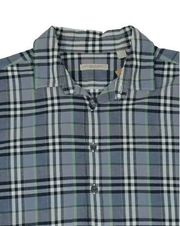 CAMISA BURBERRY CUADROS UNISEX GRIS AZULADO