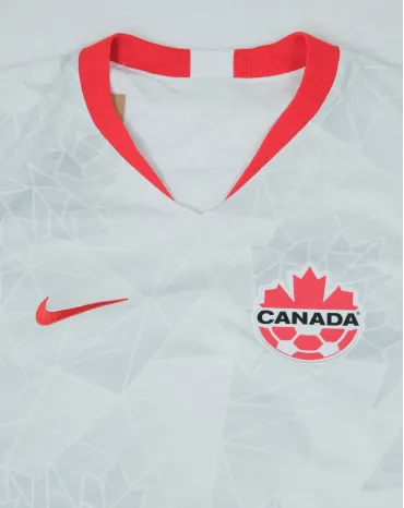 CAMISETA FÚTBOL CANADÁ MUJER 2019-2020 NIKE BLANCO Y ROJO