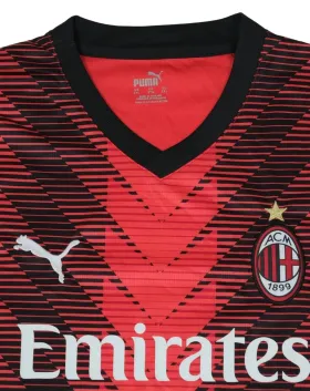 CAMISETA DE FÚTBOL AC MILAN PUMA UNISEX ROJO Y NEGRO