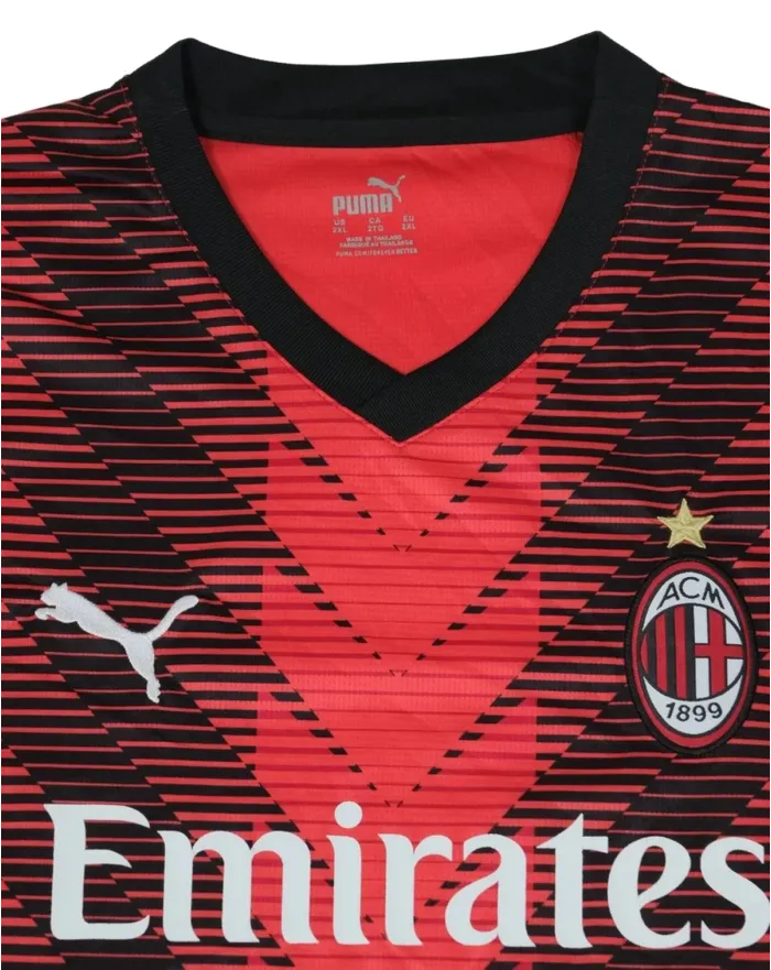 CAMISETA DE FÚTBOL AC MILAN PUMA UNISEX ROJO Y NEGRO