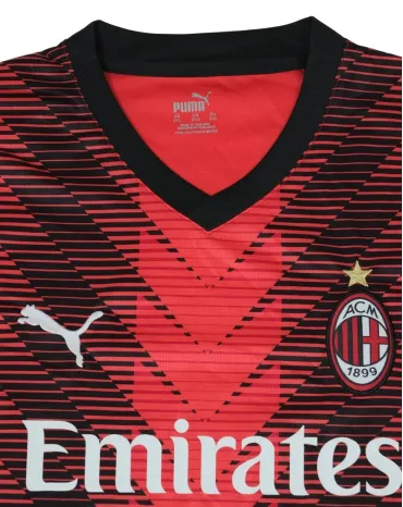CAMISETA DE FÚTBOL AC MILAN PUMA UNISEX ROJO Y NEGRO