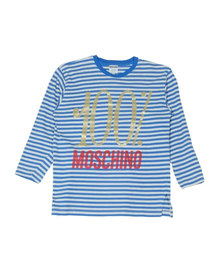 CAMISETA MANGA LARGA MOSCHINO UNISEX AZUL Y BLANCO