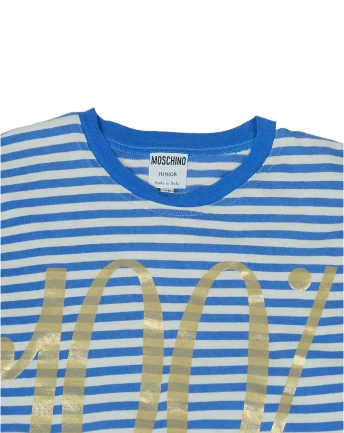 CAMISETA MANGA LARGA MOSCHINO UNISEX AZUL Y BLANCO