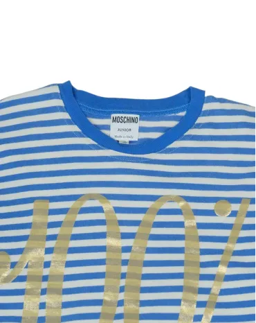 CAMISETA MANGA LARGA MOSCHINO UNISEX AZUL Y BLANCO