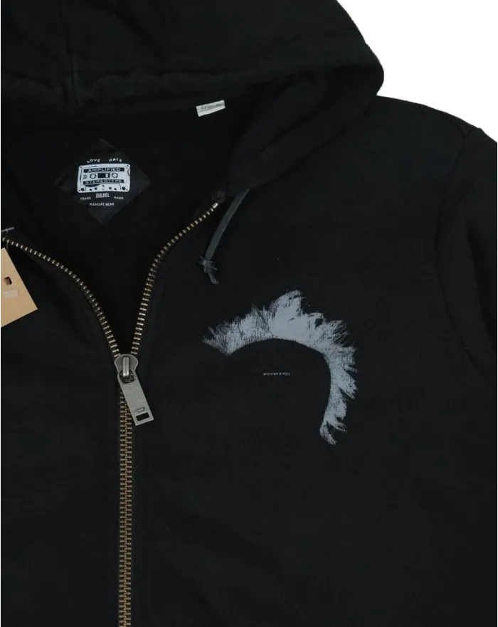 SUDADERA DIESEL CON CAPUCHA CREMALLERA UNISEX NEGRA