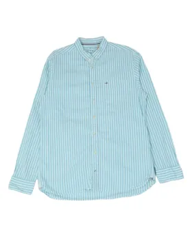 CAMISA TOMMY HILFIGER HOMBRE AZUL CLARO RAYAS BLANCAS