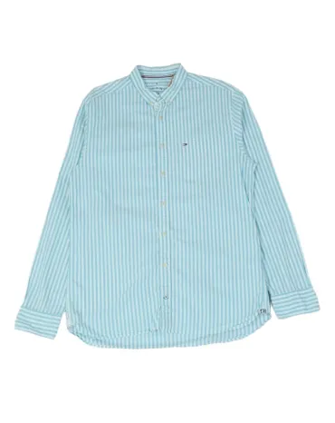 CAMISA TOMMY HILFIGER HOMBRE AZUL CLARO RAYAS BLANCAS
