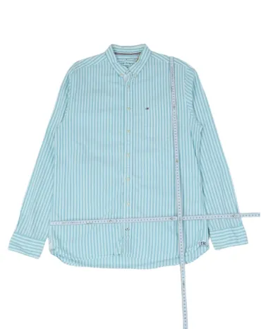CAMISA TOMMY HILFIGER HOMBRE AZUL CLARO RAYAS BLANCAS