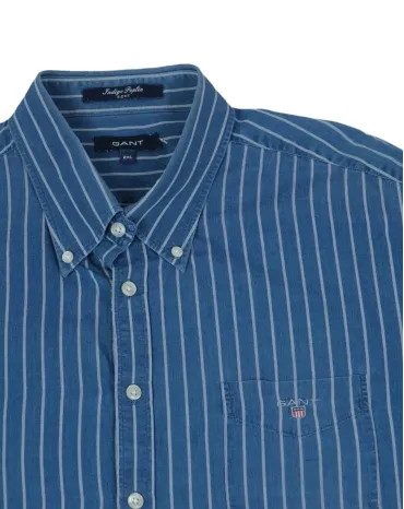 CAMISA GANT HOMBRE AZUL RAYAS BLANCAS
