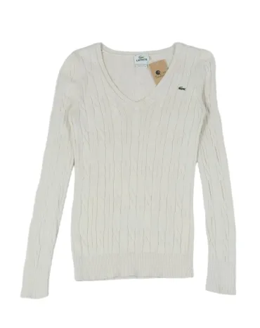 JERSEY DE PUNTO LACOSTE MUJER CREMA