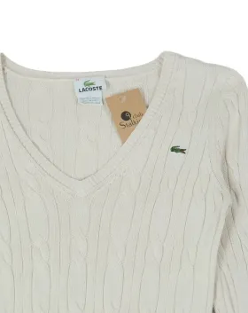 JERSEY DE PUNTO LACOSTE MUJER CREMA
