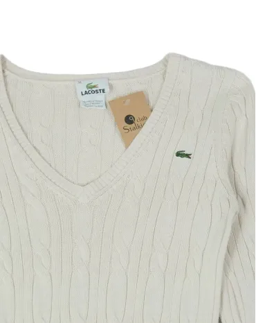 JERSEY DE PUNTO LACOSTE MUJER CREMA