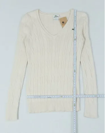 JERSEY DE PUNTO LACOSTE MUJER CREMA