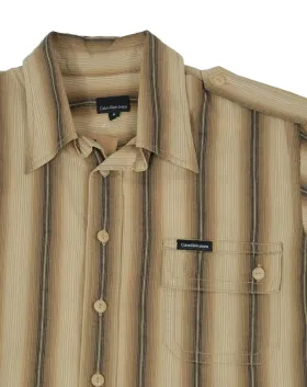 CAMISA CALVIN KLEIN HOMBRE BEIGE CON RAYAS MARRÓN