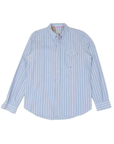 CAMISA CASUCCI DE HOMBRE BLANCA CON RAYAS AZULES Y ROSAS