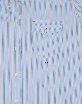 CAMISA CASUCCI DE HOMBRE BLANCA CON RAYAS AZULES Y ROSAS